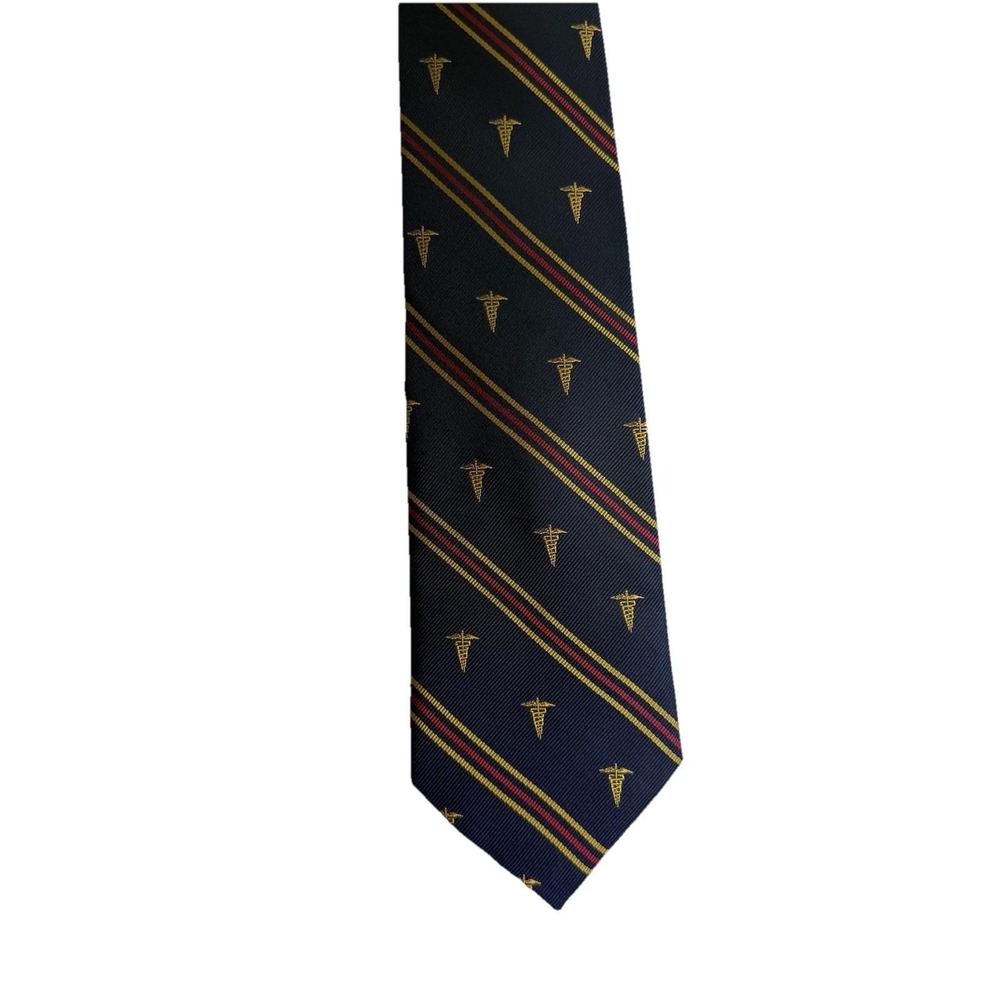 Ashford & Brooks Necktie Mens OS Navy Medical Caduceus Silk Striped Excellent